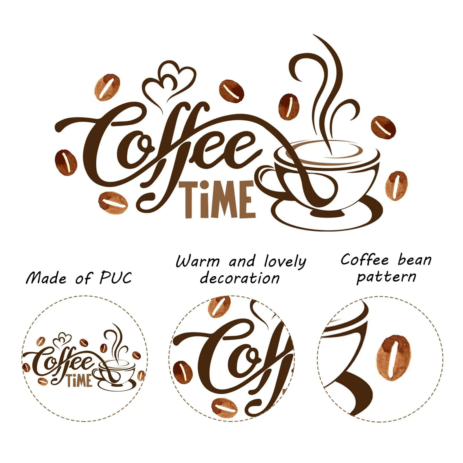 Наклейка на стіну Coffee Time But First Coffee Cappuccino, фото №3