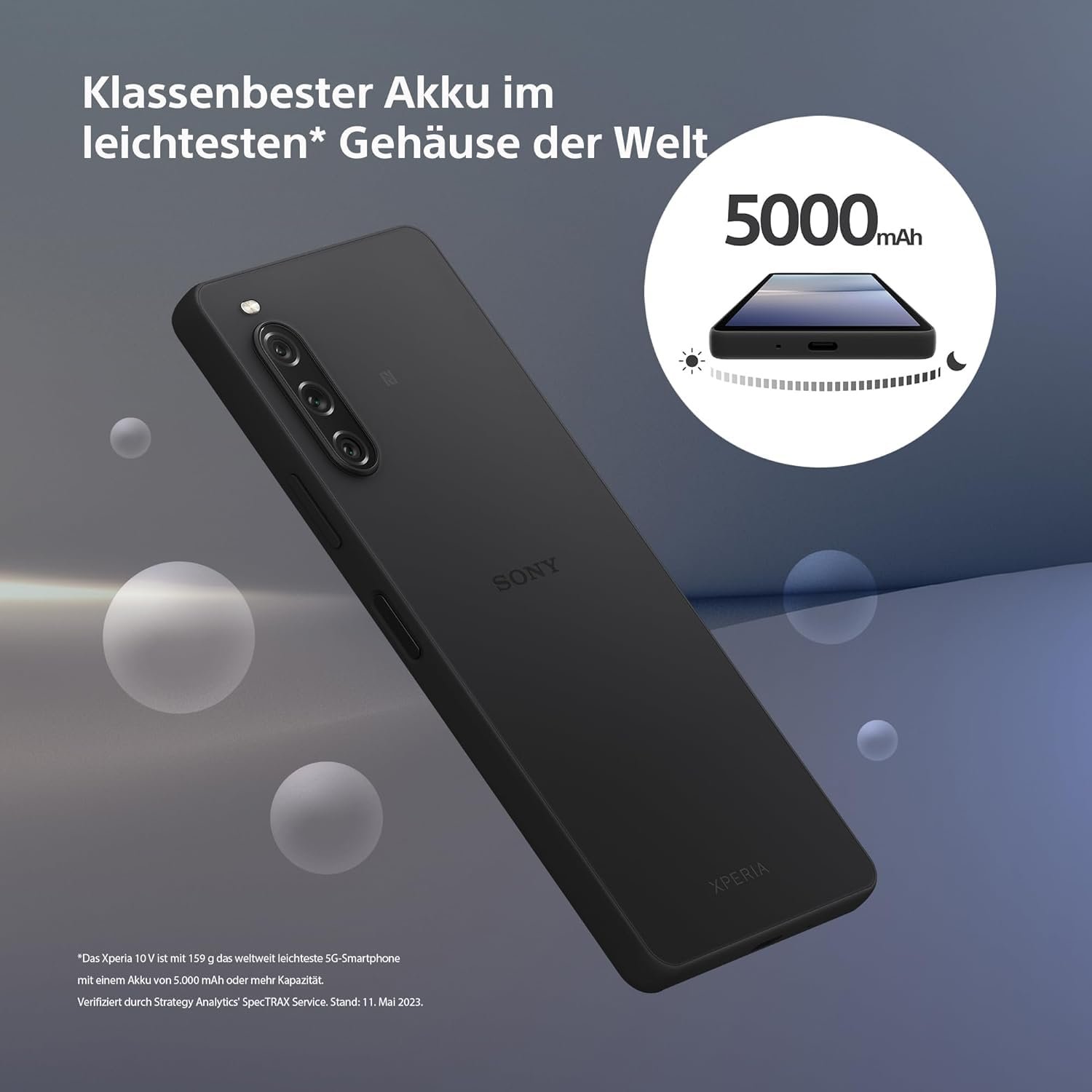 Смартфон Sony Xperia 10 V 5000 мАч 6,1" 21:9 OLED Тройная камера IP65/68 Black, фото №9