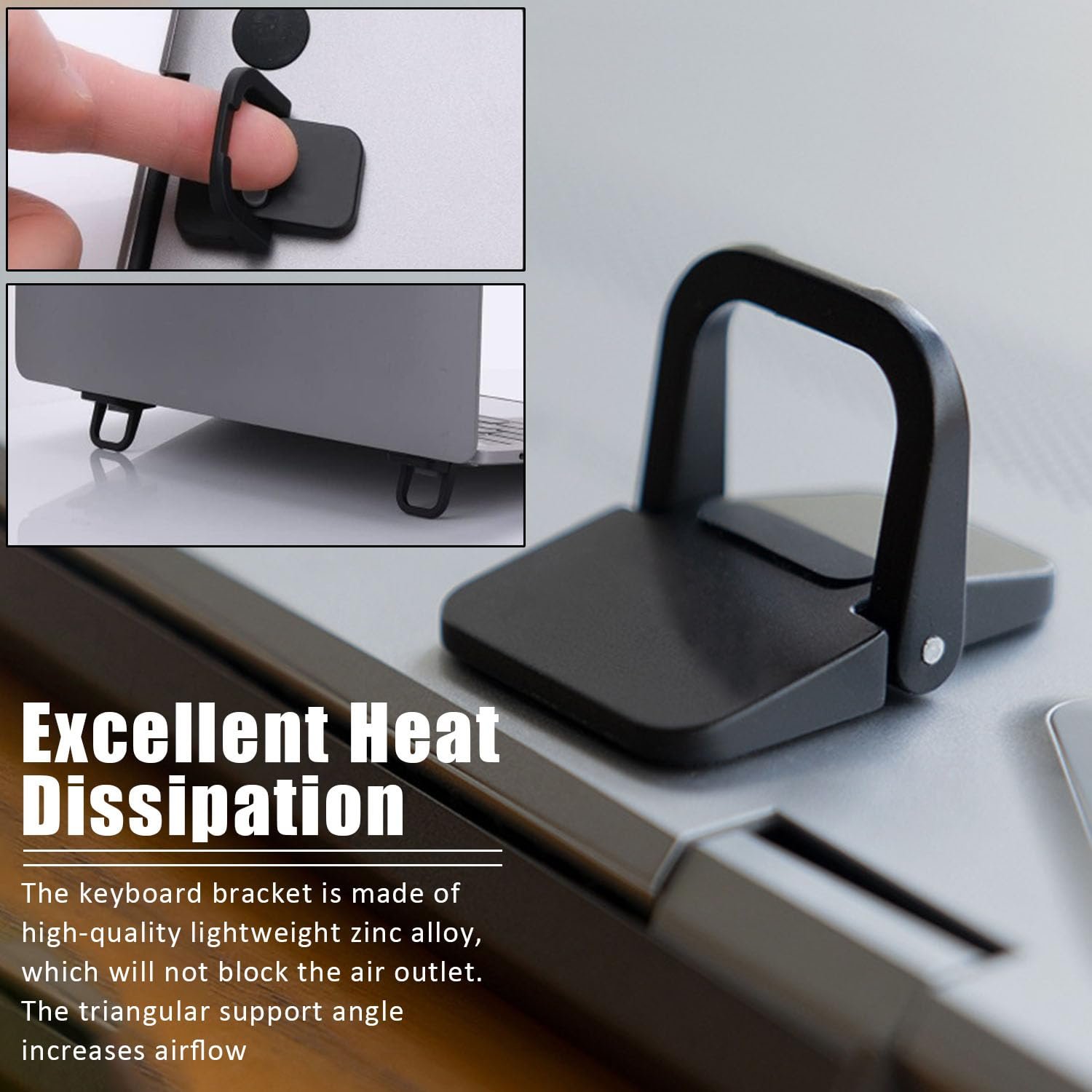 Подставка для клавиатуры портативная, 4 шт Мини-подставка для ноутбука самоклеящаяся, Подставка для компьютерной клавиатуры складная, Регулируемая подставка для компьютера невидимая для стола, Ножки для ноутбука (черный), фото №6