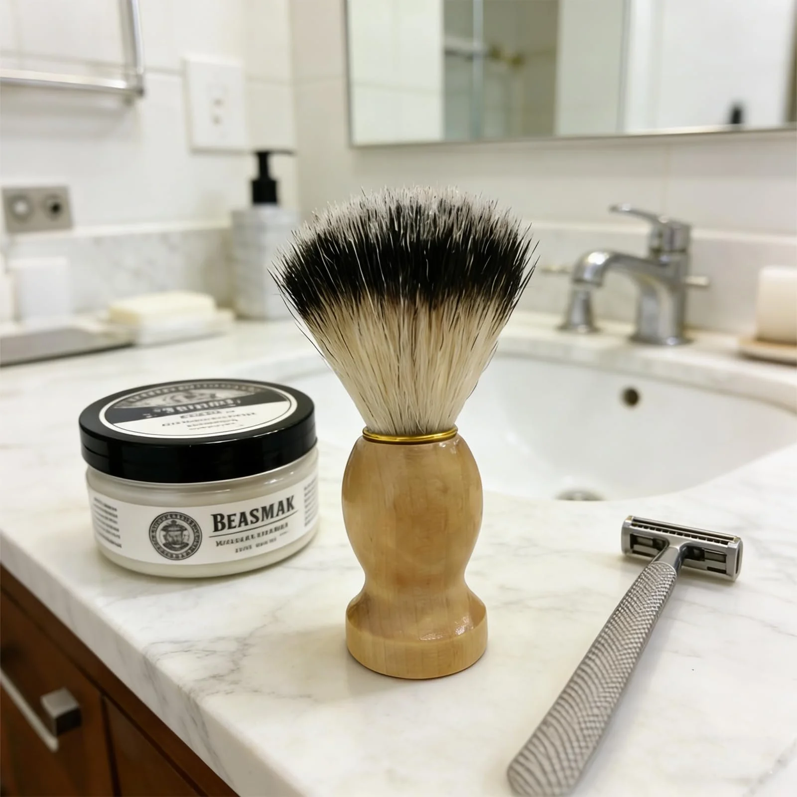 Помазок для бритья Mcheli Premium Pure Badger Hair с деревянной ручкой, фото №4 Помазок для бритья Mcheli Premium Pure Badger Hair с деревянной ручкой, фото №4