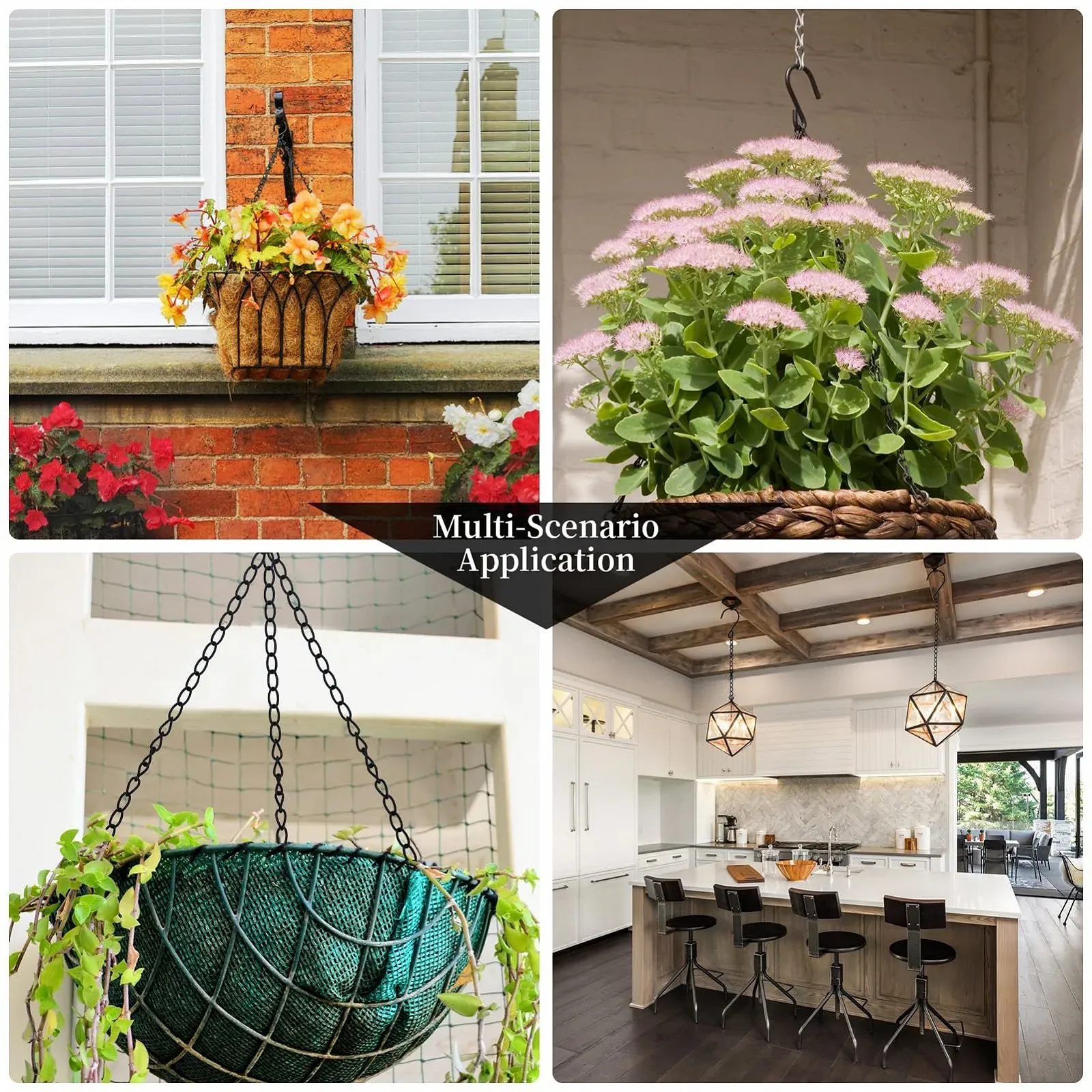 Подвесные металлические цепочки для кашпо Чорные 6 шт. Железо, фото №7