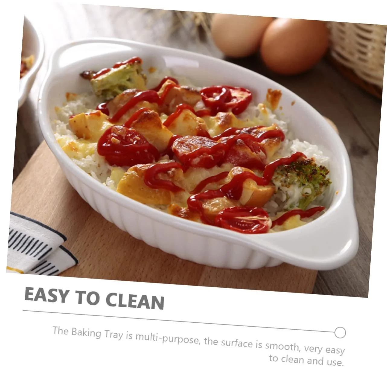 Форма для запікання VICASKY Керамічна Овальна з двома ручками, фото №5 Форма для запікання VICASKY Керамічна Овальна з двома ручками, фото №5