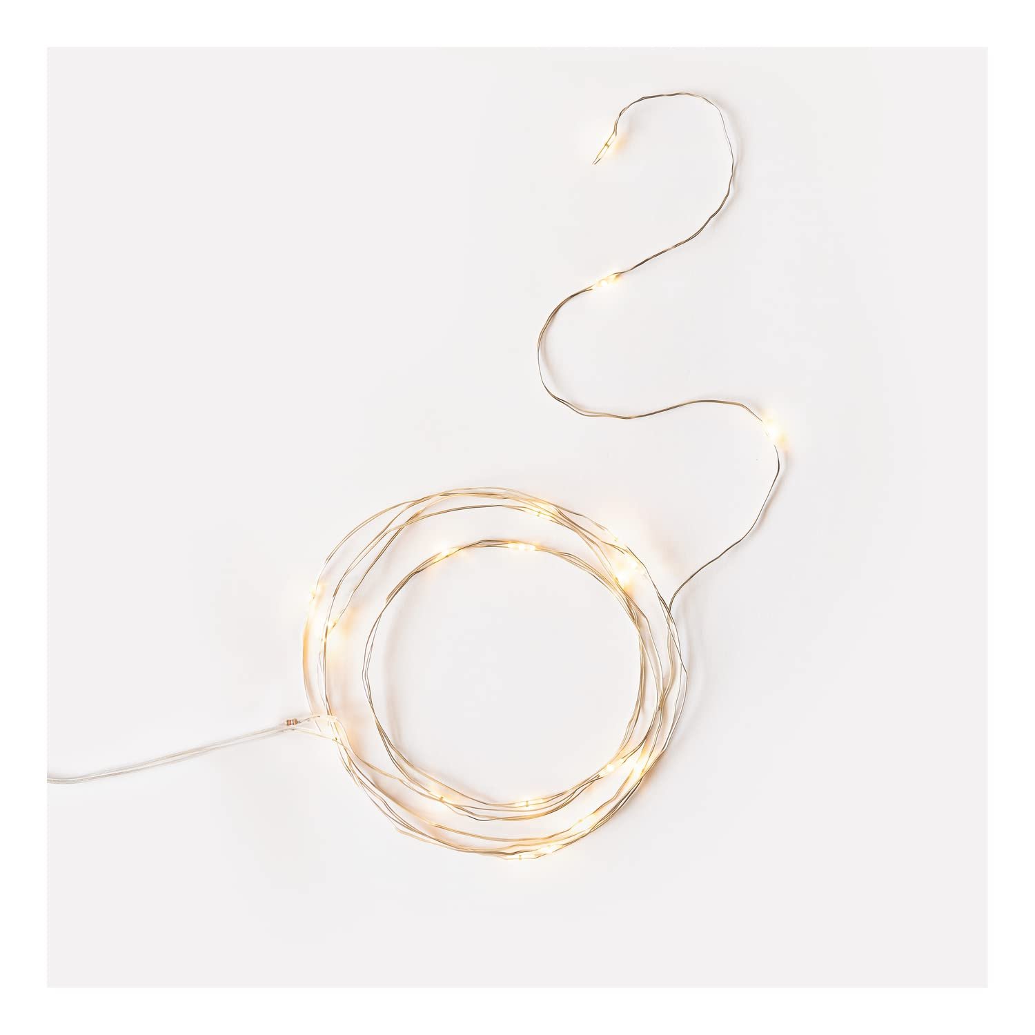 Светодиодная гирлянда folia 986, 2x Micro LED, 20 светодиодов, теплый белый, 2,20 м, серебряная проволока, с батарейками, фото №2
