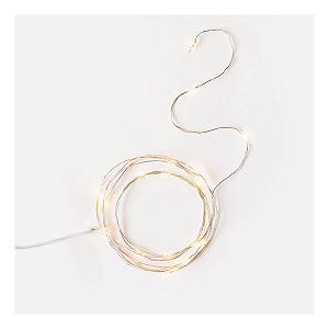 Светодиодная гирлянда folia 986, 2x Micro LED, 20 светодиодов, теплый белый, 2,20 м, серебряная проволока, с батарейками synthetic.ua - Фото 1