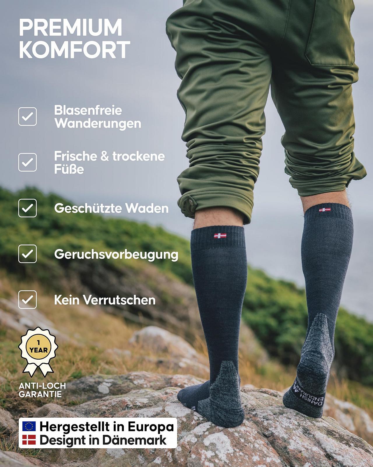 Высокие носки для хайкинга из мериносовой шерсти DANISH ENDURANCE, Длинные термоноски из шерсти, Зимние высокие носки, Носки для Октоберфеста, С смягчением и защитой от волдырей, Унисекс, для мужчин и женщин, 1 или 3 пары, фото №3