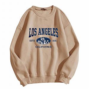 Женские свитшоты с графическим принтом Los Angeles California Letter Print Backwoods легкий спортивный топ осень однотонный повседневный винтажный комфортный худи College трендовый Y2K милый 2025 - Фото 1