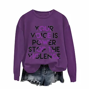 Женская Удобная Толстовка с круглым вырезом, мягкая кофта 'Твой голос - это насилие', повседневная толстовка с длинными рукавами и карманом, женская - Фото 1
