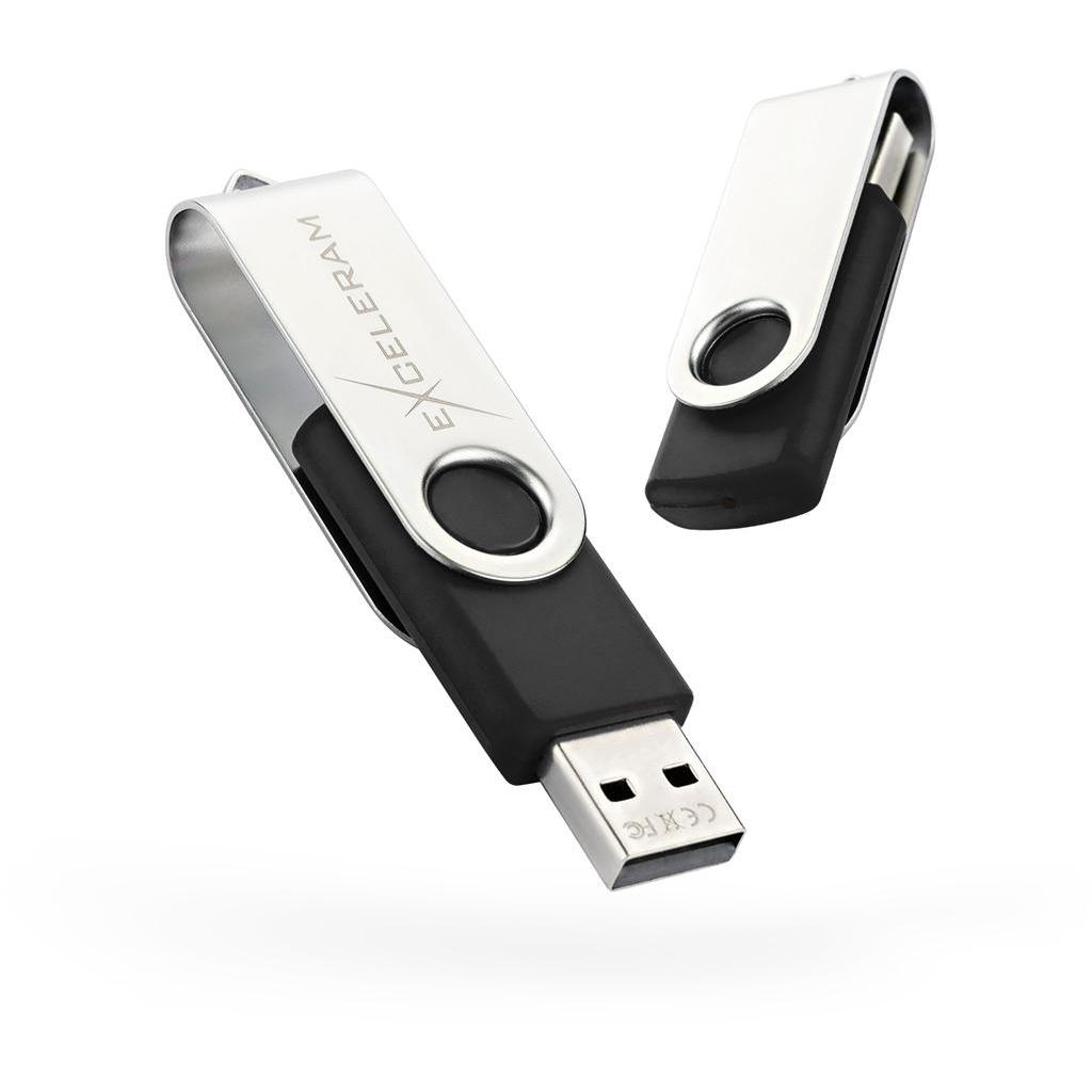 USB флеш-накопитель Exceleram 64gb P1 Series Silver/Black USB 2.0 EXP1U2SIB64, фото №1