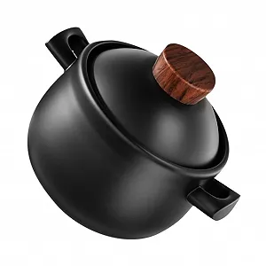 Кастрюля-жаровня Toyvian Ceramic Casserole Large Japanese Stone Pot керамическая термостойкая черная - Фото 1