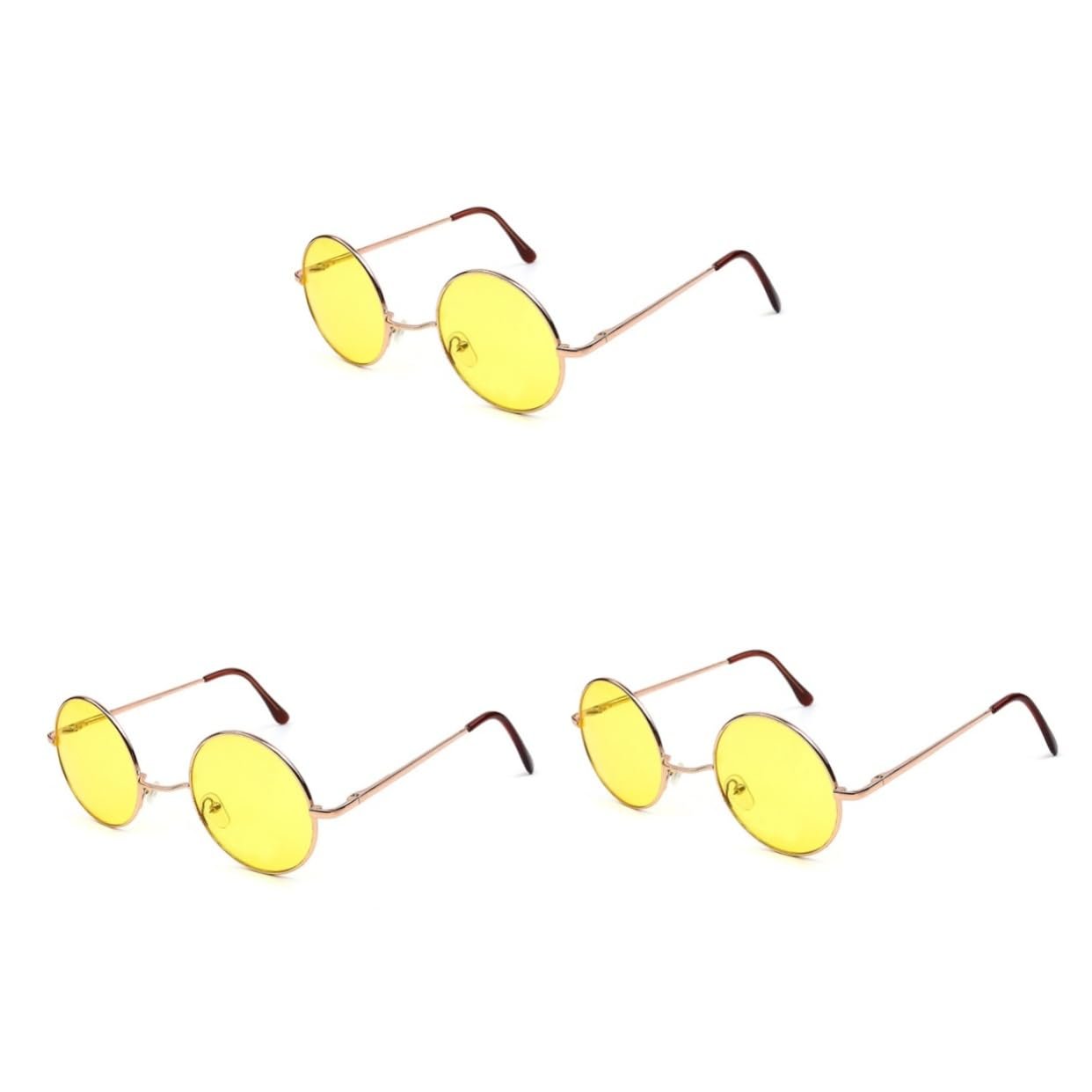 Сонцезахисні окуляри круглі ретро VALICLUD, 3 шт, жовтий, фото №1