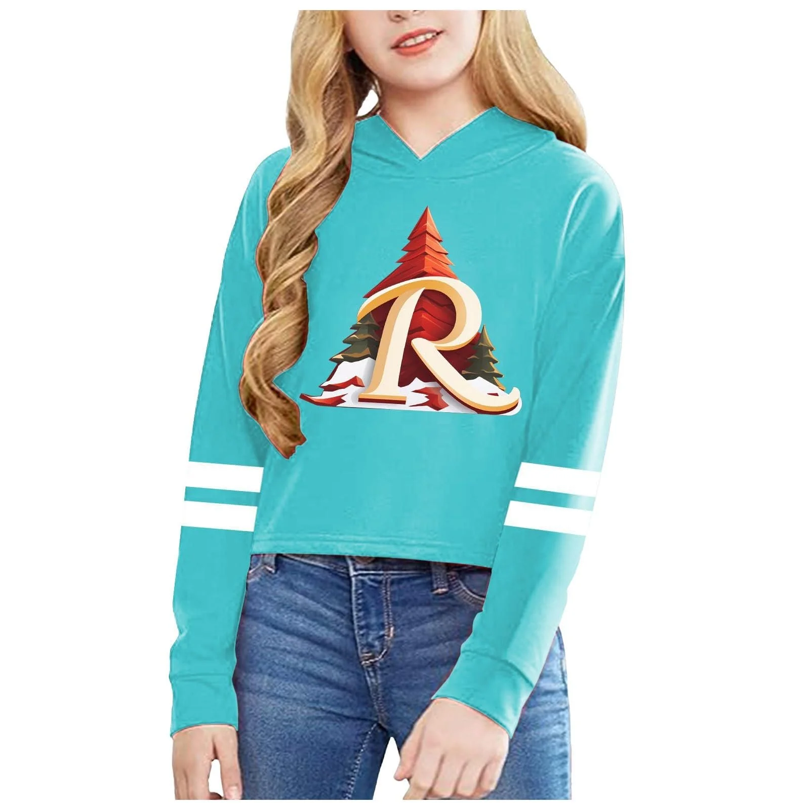 Джемпер Детский Рождественский для девочек 104, Свитшот 122 с длинными рукавами и модным принтом, фото №1