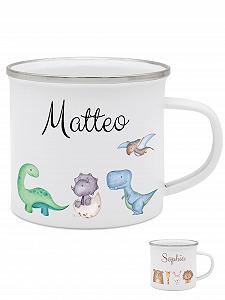 Эмалированная кружка wunderwunsch Детская с высококачественной специальной печатью Ударопрочная, легкая и экологически чистая Dinoes Below - Фото 1