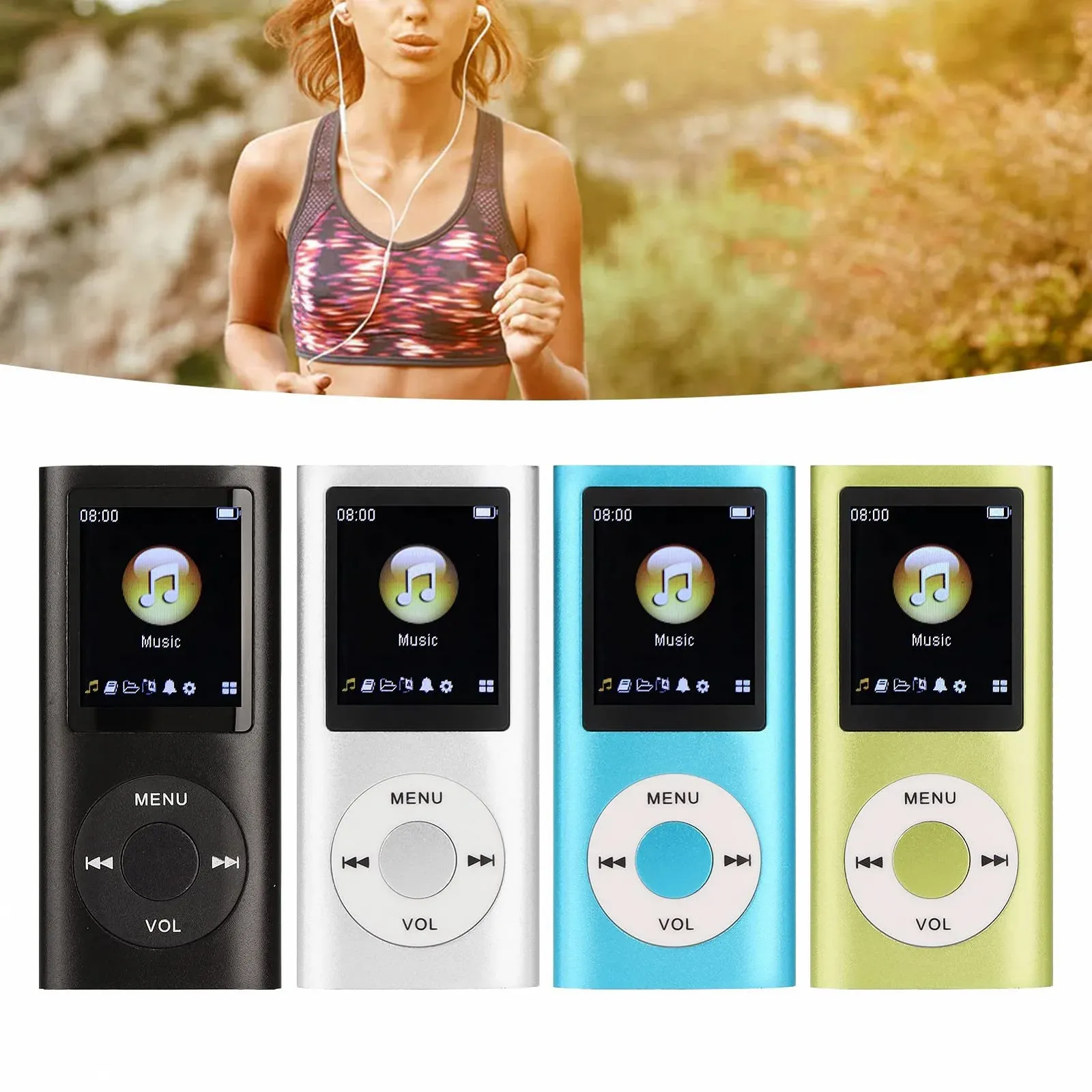 MP3 плеер PUSOKEI Многофункциональный Стильный с наушниками 1.8-дюймовый LCD экран Поддержка карты памяти 64 ГБ Голубой, фото №5