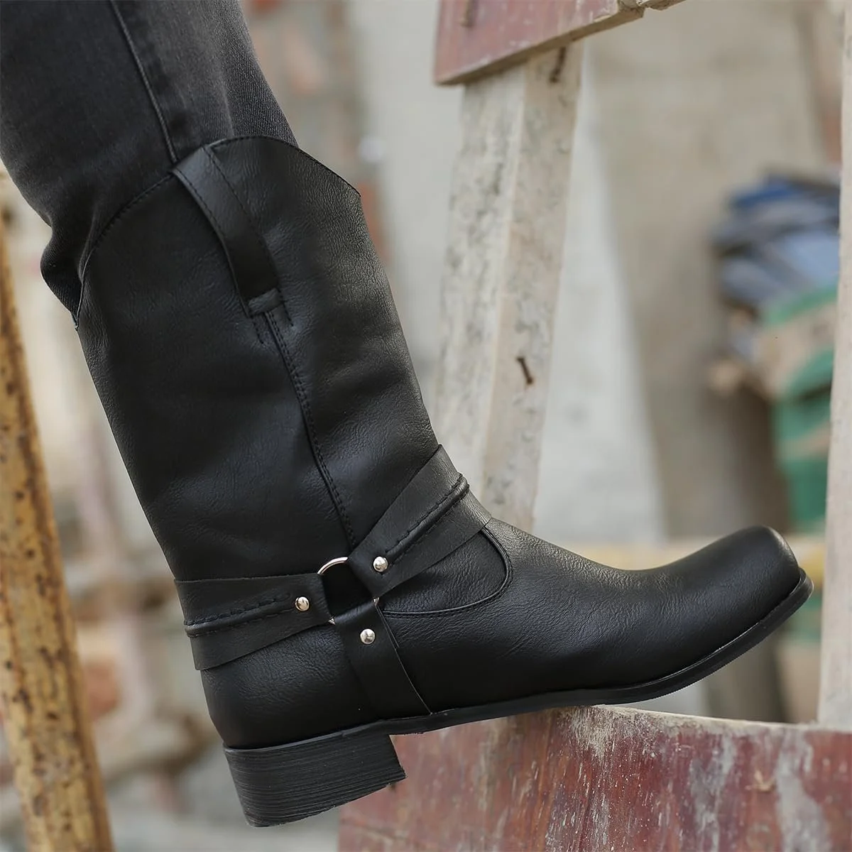 Чоботи BININBOX Вінтажні Чоловічі Шкіряні На низькому каблуці, фото №2