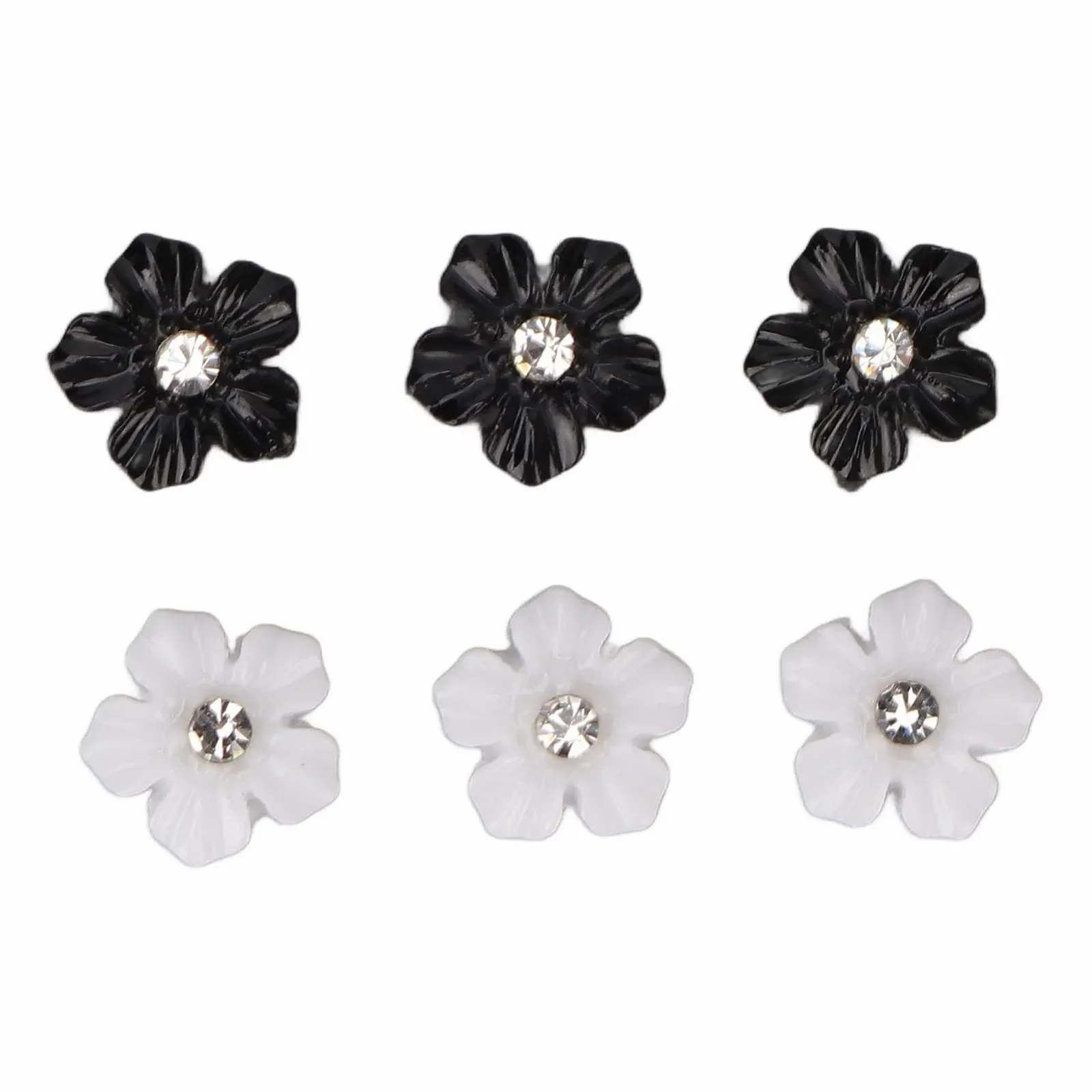 3D Квіти для нігтів Чорно-білі 5 пелюсток, фото №5