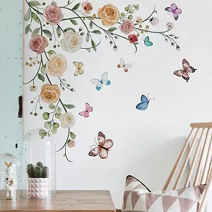 Наклейка на стіну Runtoo Flower Tendril Рожева synthetic.ua - Фото 1