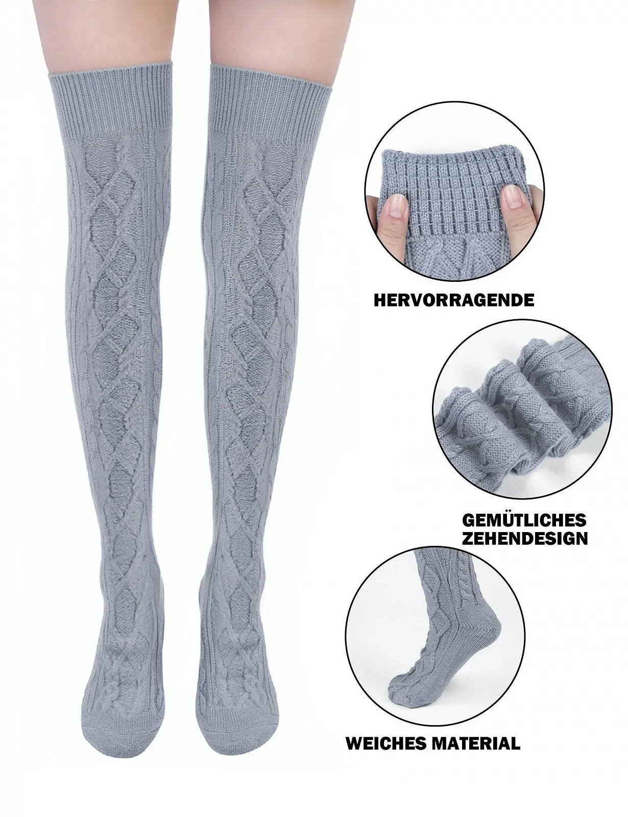 Жіночі теплі шкарпетки вище коліна, фото №4 Жіночі теплі шкарпетки вище коліна, фото №4