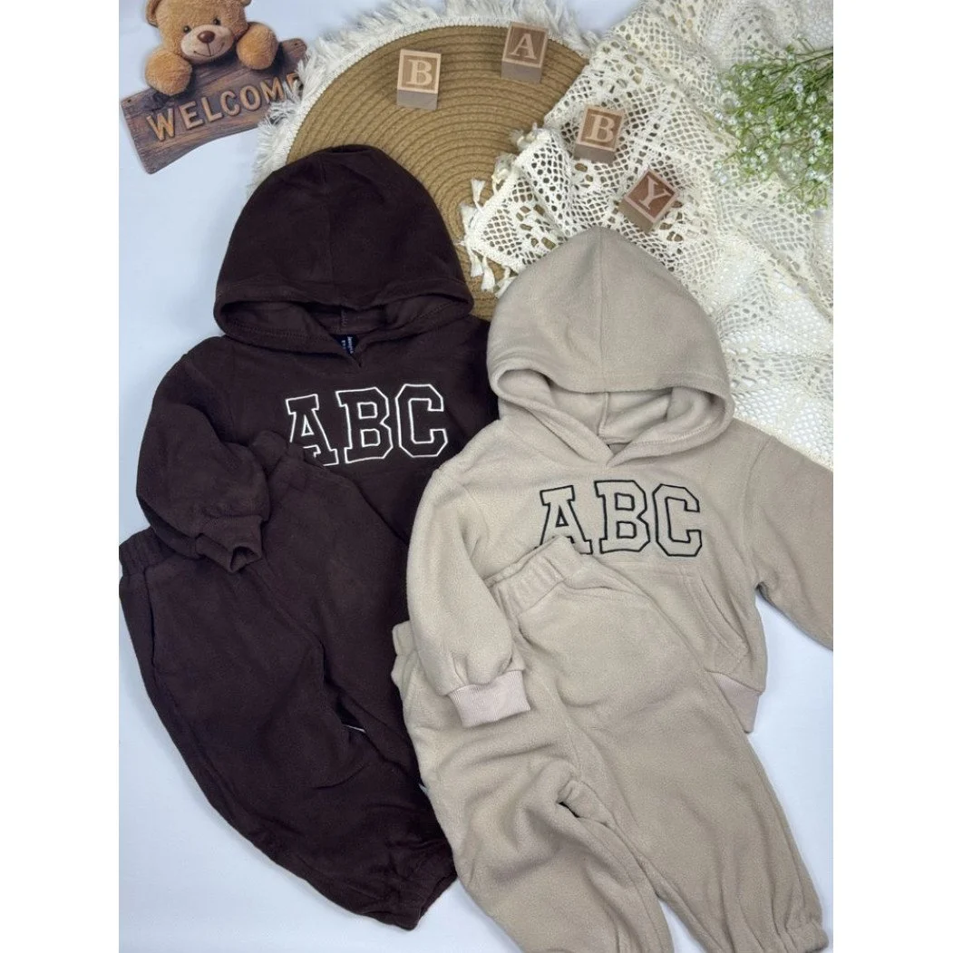 Теплий дитячий костюм з флісу "ABC" від 80 см до 140 см з капюшоном, фото №3