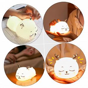 Лампа HEMOTON Little Milk Deer Pat Cat Lamp LED Night Light ABS Белый Детский synthetic.ua - Фото 1