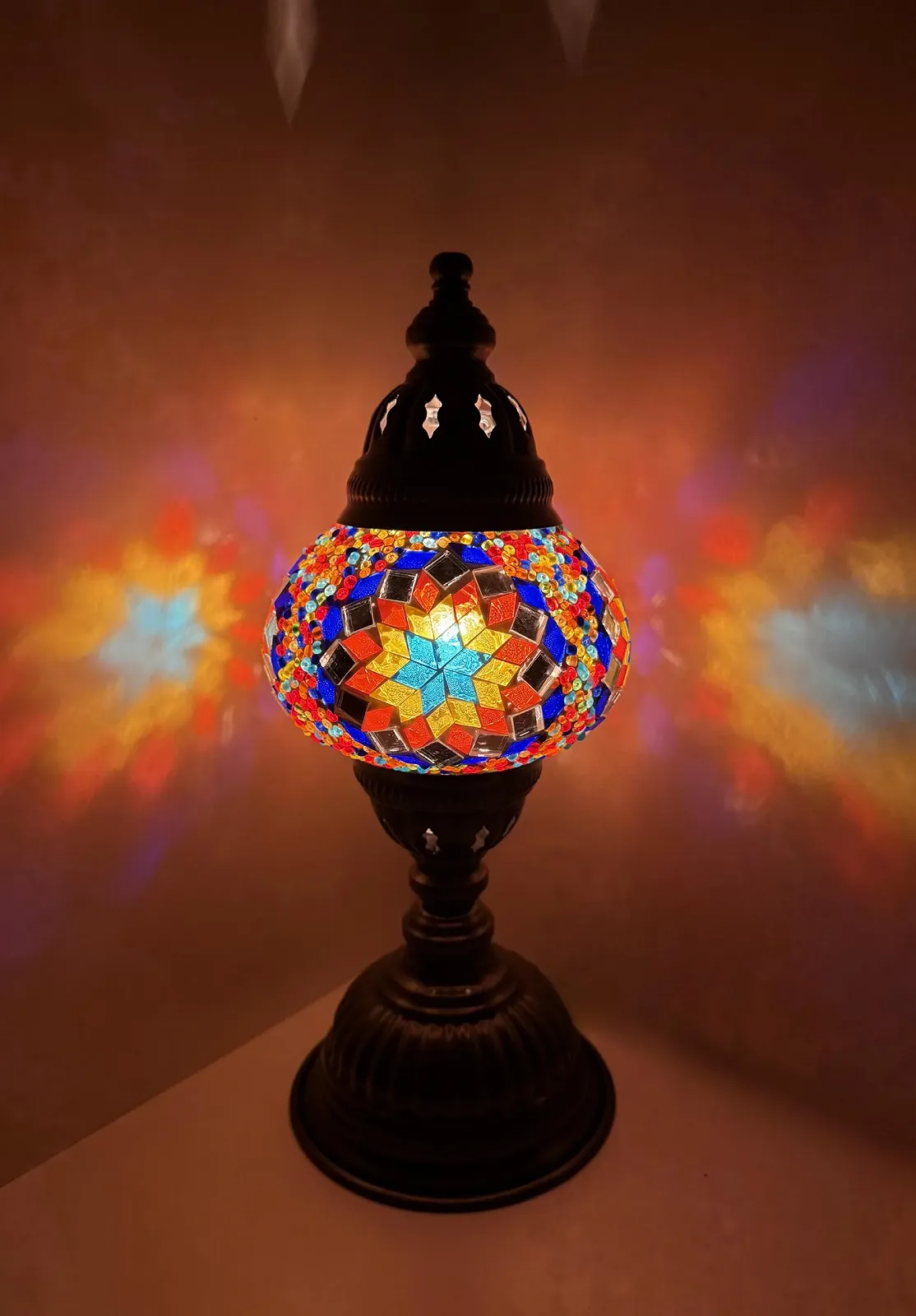 Мозаїчна настільна лампа Samarkand Lights M 27 см Різнокольоровий, фото №1