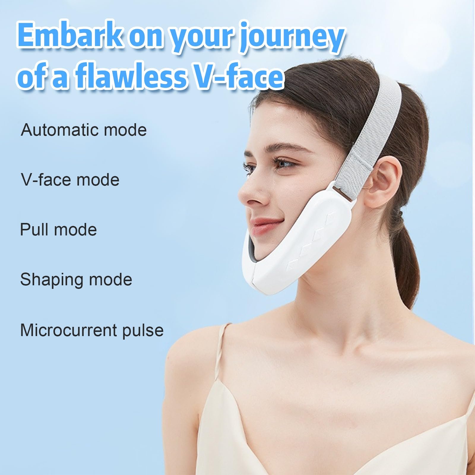 Прилад для V-подібної форми обличчя Forhome Beauty Meter, масажер для обличчя EMS, тренажер для щелепи, електричний, з 6 режимами та 12 рівнями інтенсивності, фото №3