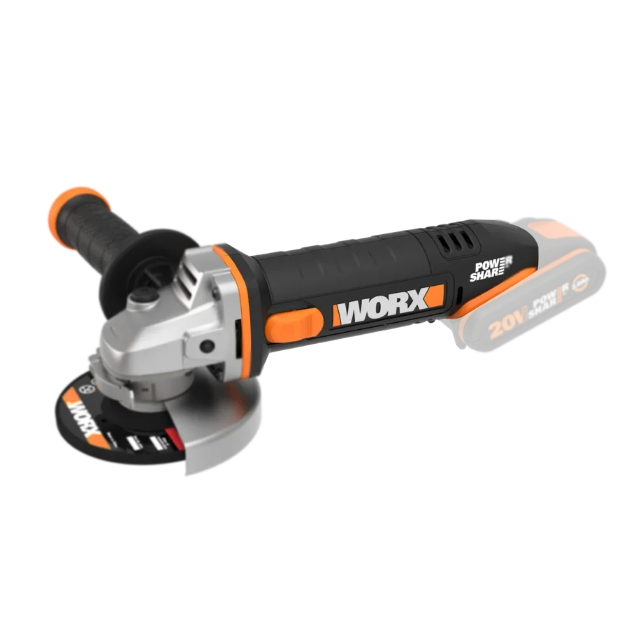 Акумуляторна кутова шліфувальна машина WORX WX800.9 / 20 В / 115 мм диск / Чорний-Помаранчевий, фото №2 Акумуляторна кутова шліфувальна машина WORX WX800.9 / 20 В / 115 мм диск / Чорний-Помаранчевий, фото №2