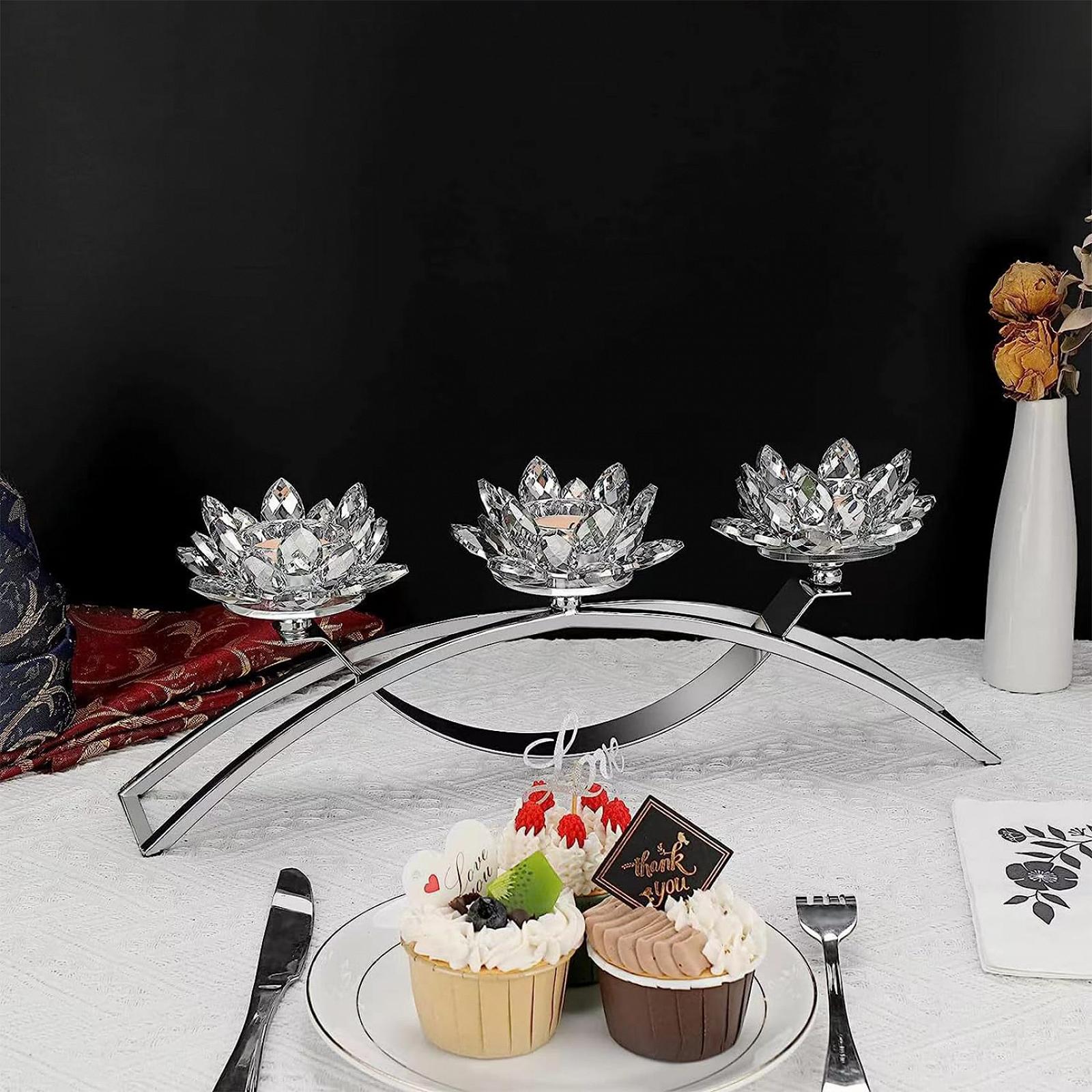 Подсвечник Crystal Splitter Arch Tea Lights 3 Arms Lotus Base, фото №2