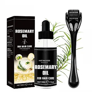 Набор для волос с розмариновым маслом и дермароллером 0,5 мм, Сыворотка для роста волос, Розмариновое масло для волос, Ускорение роста волос, Против выпадения волос - Фото 1