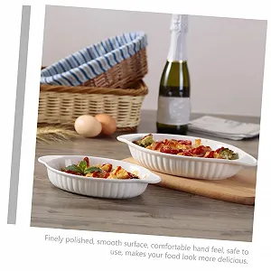 Форма для запікання овальна керамічна з подвійними ручками жаростійка для мікрохвильової печі synthetic.ua - Фото 1