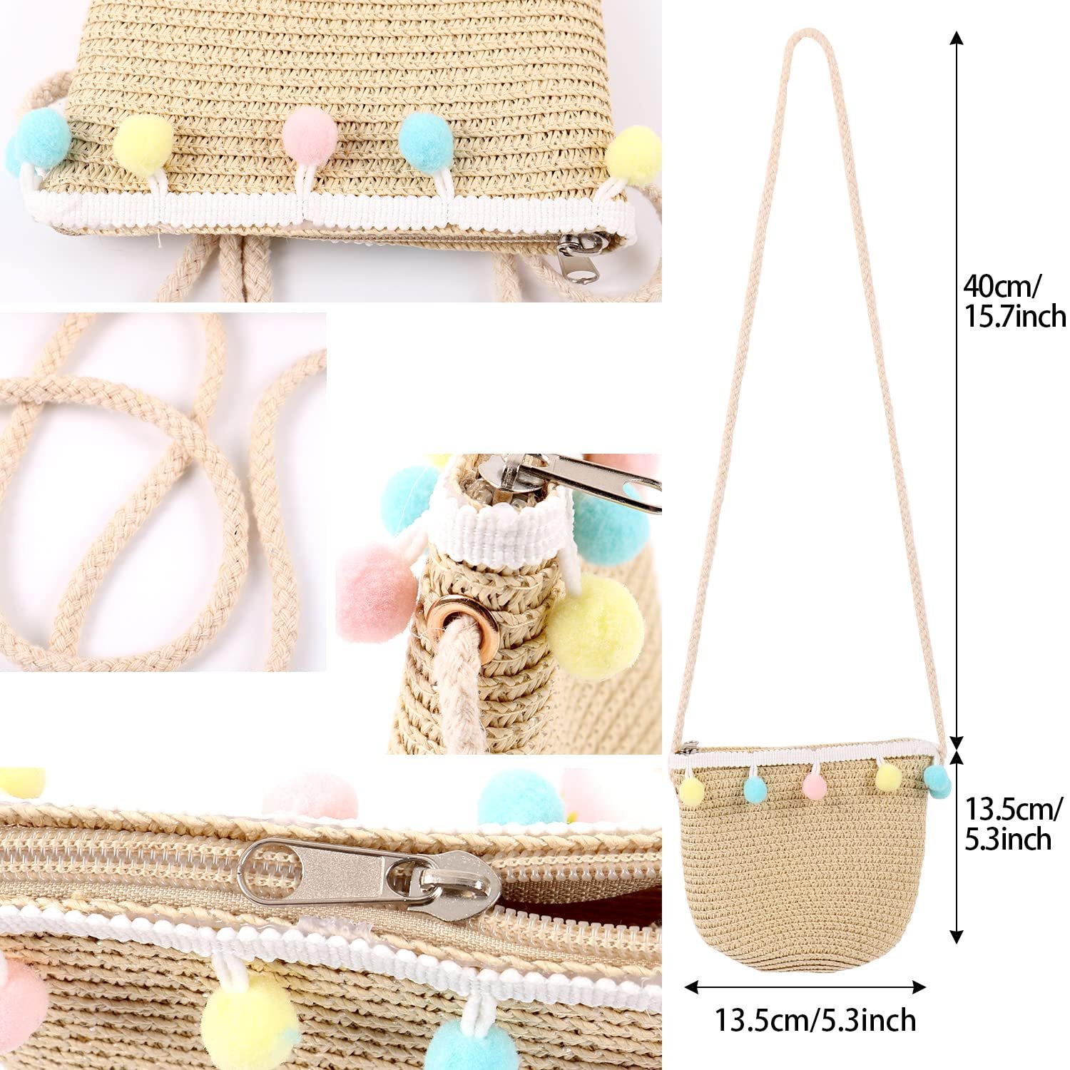 Капелюх від сонця та мінісумка MAMUNU для дівчаток солом'яні з квіткою, фото №5