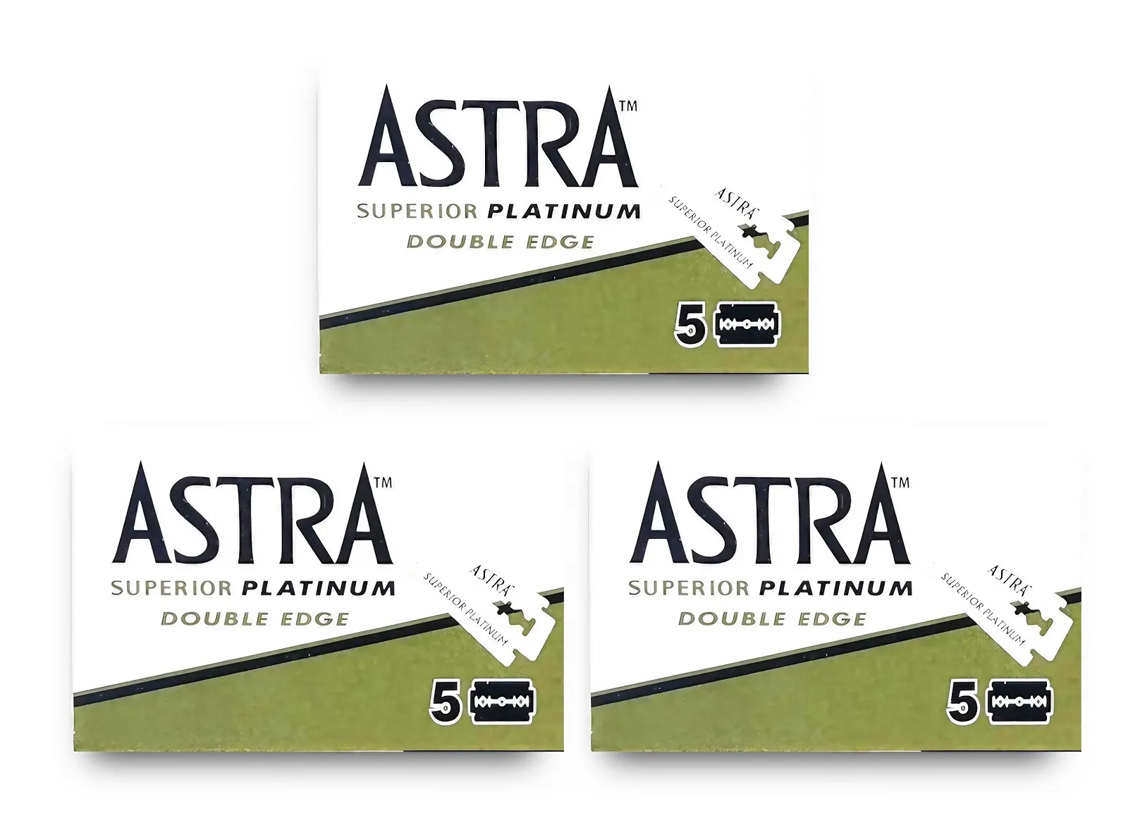 Лезвия для Т-образной бритвы Astra Superior Platinum Двусторонние 15 шт. (3 упаковки по 5 шт.), фото №1 Лезвия для Т-образной бритвы Astra Superior Platinum Двусторонние 15 шт. (3 упаковки по 5 шт.), фото №1