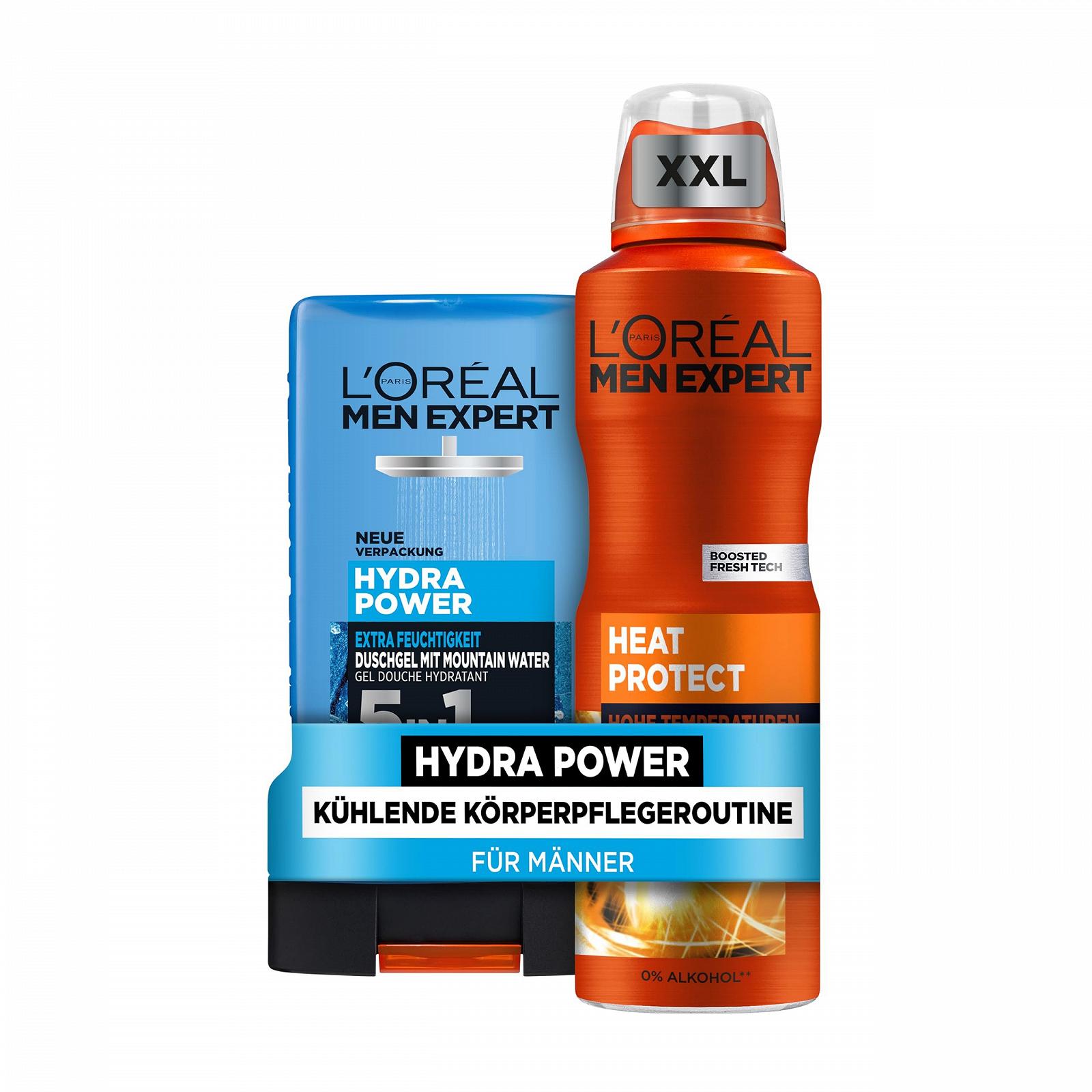 Набор по уходу за телом L'Oréal Men Expert Cooling Mountain Water and Ceramic 2 предмета XXL Deodorant Spray + Shower Gel, фото №1