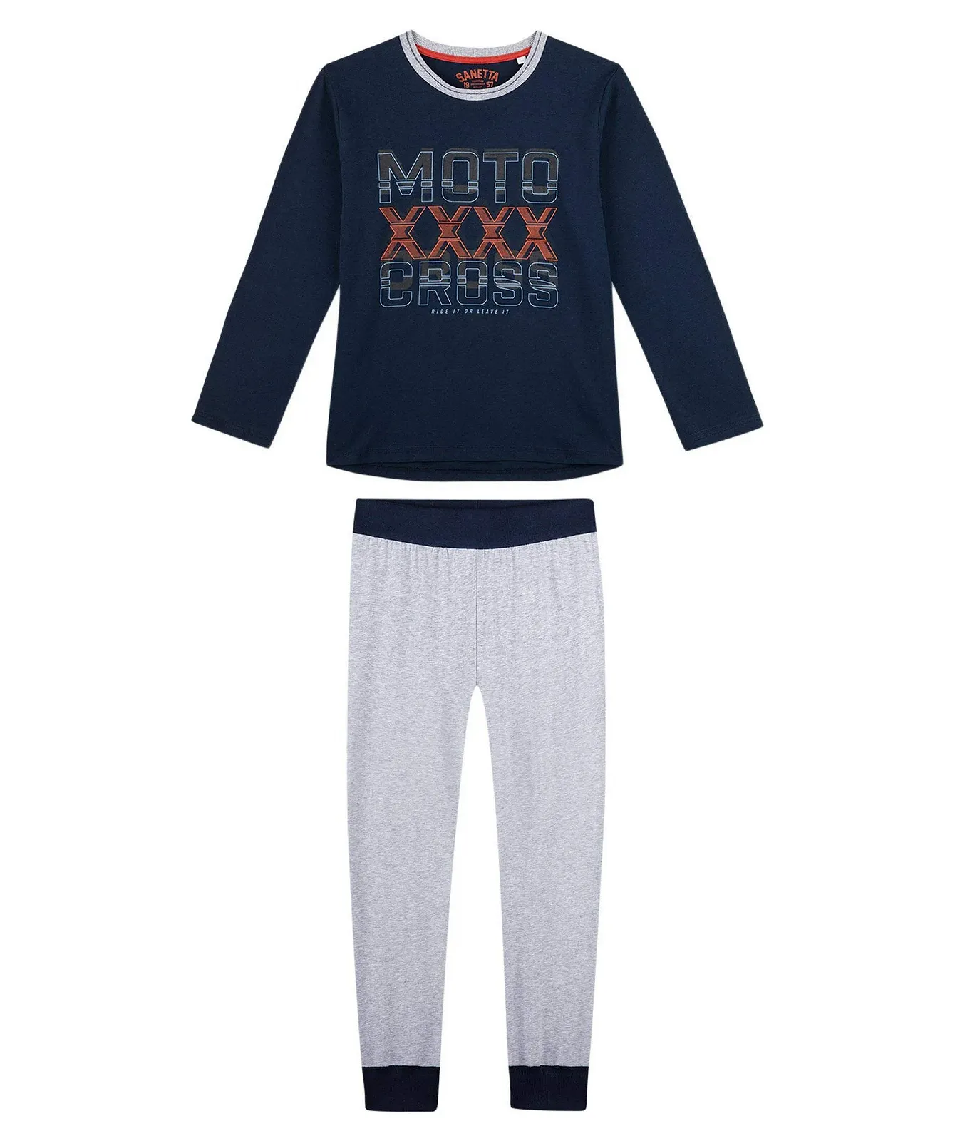 Піжама Sanetta Спортивна Shadow Blue Moto Cross з написом на грудях, фото №1