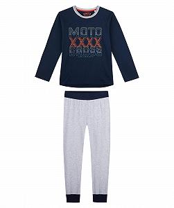 Піжама Sanetta Спортивна Shadow Blue Moto Cross з написом на грудях - Фото 1