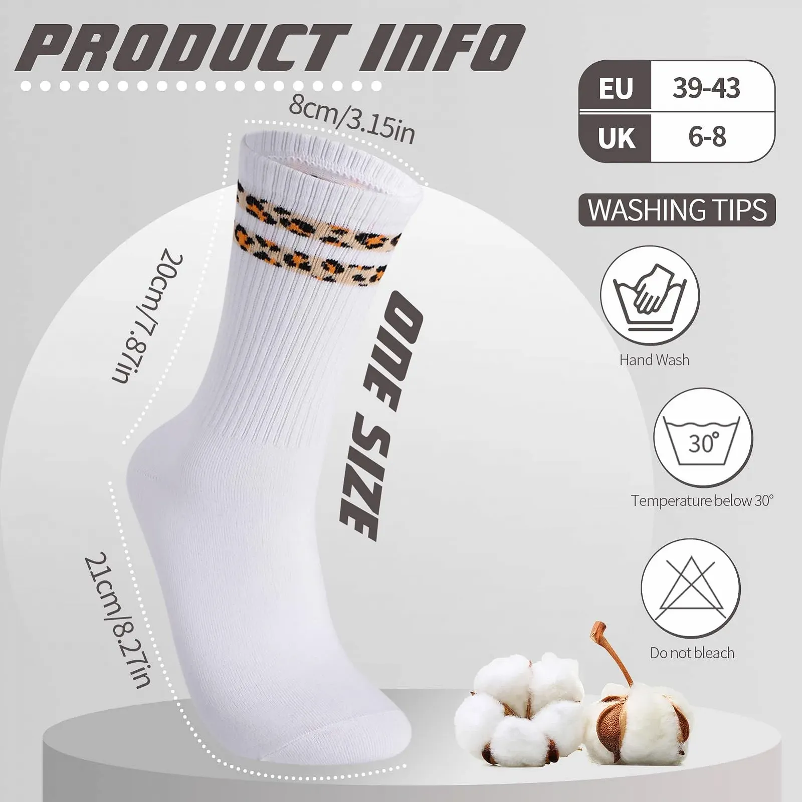 Спортивні шкарпетки з леопардовим принтом, 6 пар, 39-43, фото №2