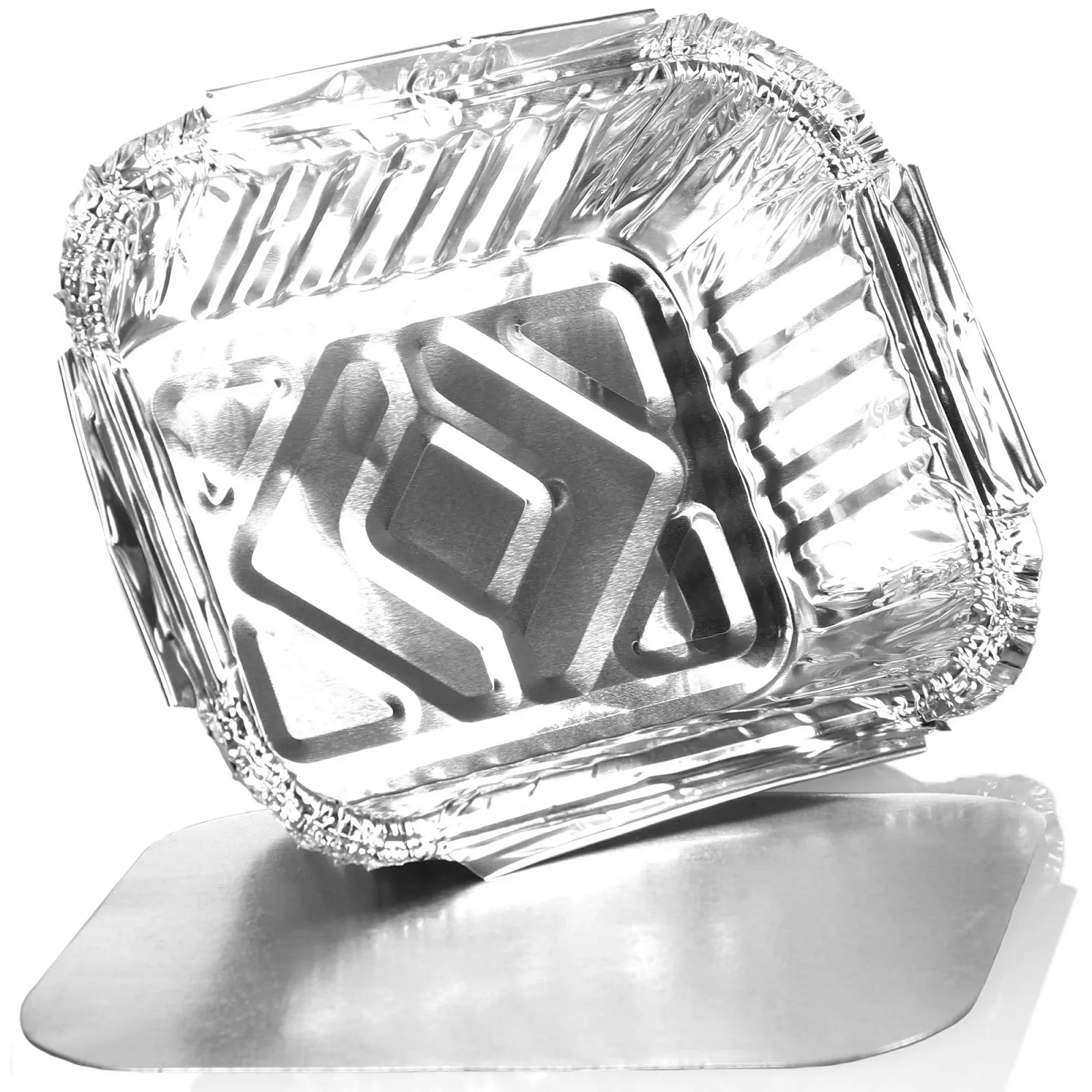 Формы для запекания алюминиевые com-four с крышками набор 24 шт. 350 мл Серебристый, фото №5