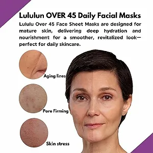 Тканевая маска Lululun Over 45 Clear - антивозрастная, увлажняющая маска для лица со стеклянными пептидами для зрелой кожи - укрепляющий, осветляющий японский уход за лицом для ежедневного использования (7 штук) synthetic.ua - Фото 1