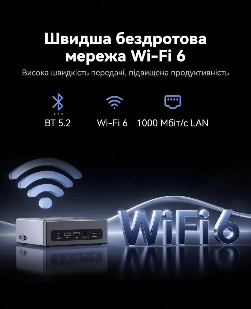 Міні ПК NiPoGi CK10 / Intel Core i5-12450H / RAM 16GB / SSD 512GB / 2 x HDMI / 1 x LAN / Wi-Fi 6 / Bluetooth 5.2 / Windows 11 / Сірий, фото №5 Міні ПК NiPoGi CK10 / Intel Core i5-12450H / RAM 16GB / SSD 512GB / 2 x HDMI / 1 x LAN / Wi-Fi 6 / Bluetooth 5.2 / Windows 11 / Сірий, фото №5