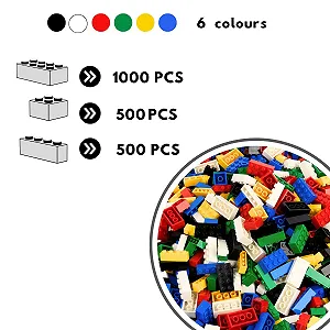 Набор больших строительных блоков Q-Bricks Classic, 2000 штук, 4.1 кг, 3 формы камней (1 x 4, 2 x 2, 2 x 4) в 6 цветах synthetic.ua - Фото 1