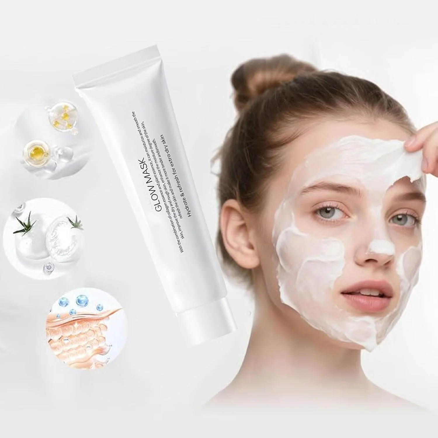 Маска для лица Молочная Korean, Collagen Wrapping Peel-Off Face Mask Pack, органическая маска для лица с коллагеном, увлажняющая и осветляющая, уменьшает дряблость и тусклость для сияющей кожи (2 шт.), фото №6