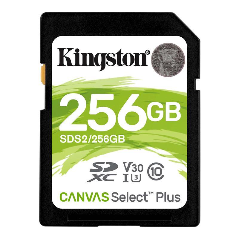 Карта памяти SDXC 256GB UHS-I/U3 Class 10 Kingston Canvas Select Plus R100/W85MB/s SDS2/256GB, фото №1