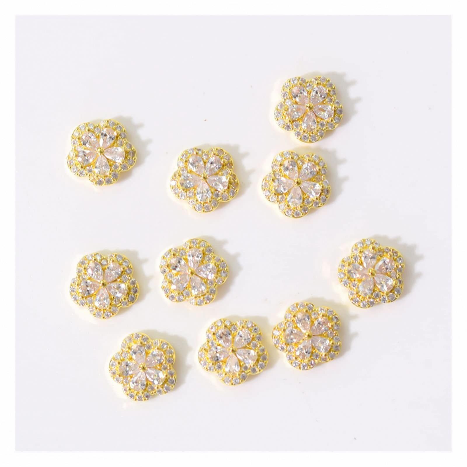 Квадратні підвіски для нігтів Yaoqijie 3D, декор для манікюру, кристал, перлина, метал, золото, сіро-білий, 100 шт, фото №1