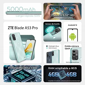 Смартфон ZTE Blade A53 Pro 6.52 дюйма HD+ 4/64 GB 13 MP 5000 mAh Midnight Blue ціна на synthetic.ua - Фото 1 Смартфон ZTE Blade A53 Pro 6.52 дюйма HD+ 4/64 GB 13 MP 5000 mAh Midnight Blue synthetic.ua - Фото 1