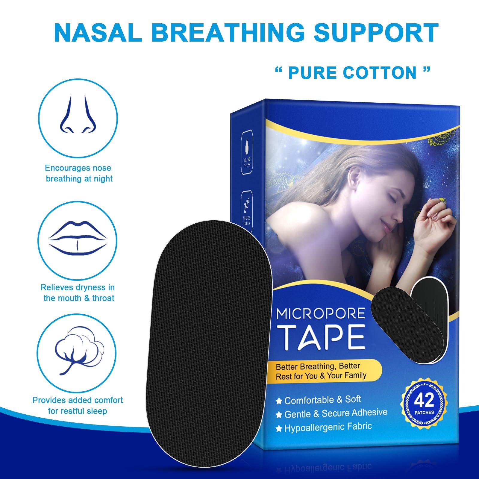 Смужки для сну на рот, 42 шт, на рот, пристрій проти хропіння для зменшення дихання ротом, комфорт і зручність, фото №5 Смужки для сну на рот, 42 шт, на рот, пристрій проти хропіння для зменшення дихання ротом, комфорт і зручність, фото №5