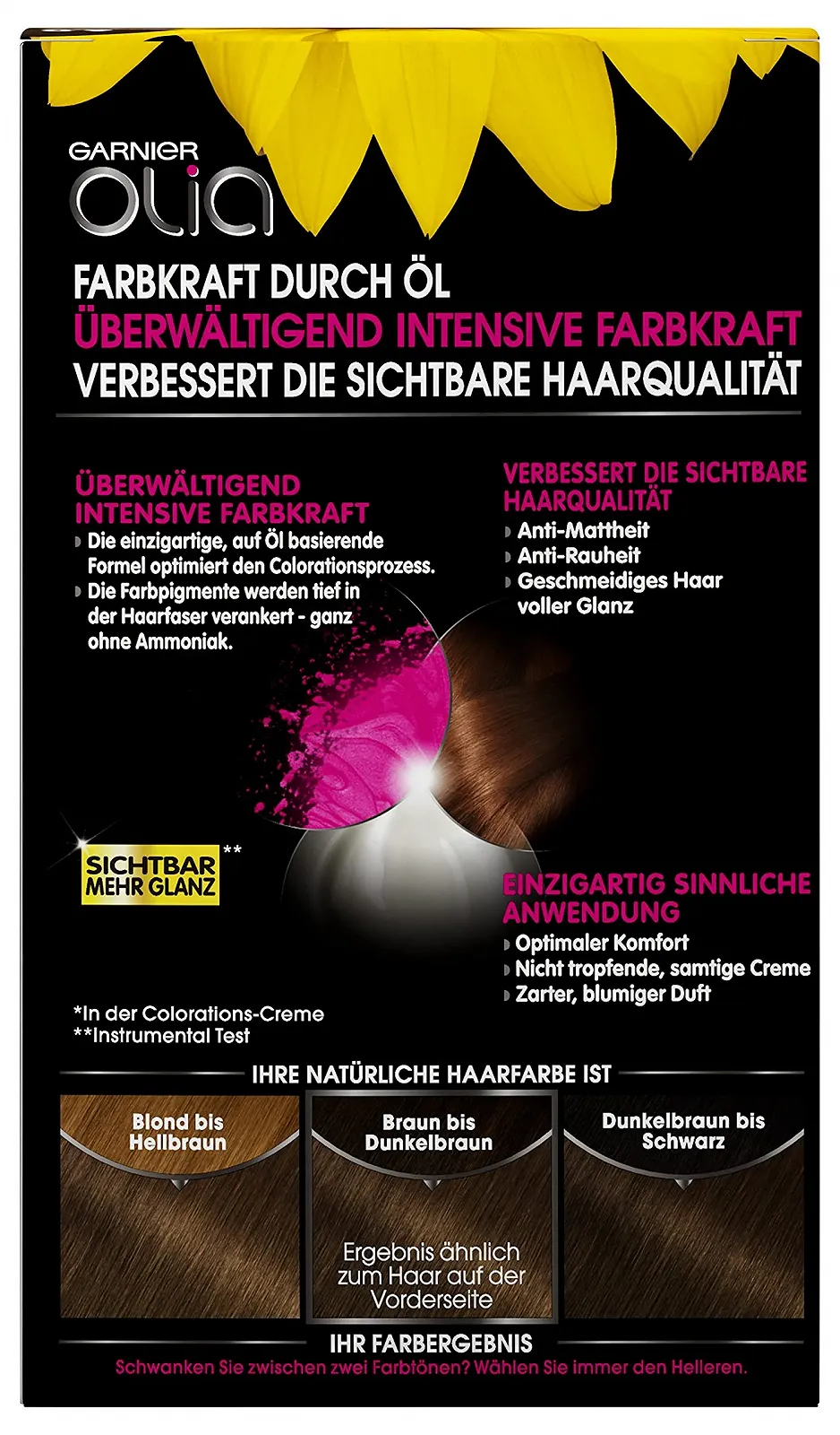 Фарба для волосся Garnier Olia 6.0 Світло-каштановий, перманентна, без аміаку, з натуральними оліями, фото №3 Фарба для волосся Garnier Olia 6.0 Світло-каштановий, перманентна, без аміаку, з натуральними оліями, фото №3