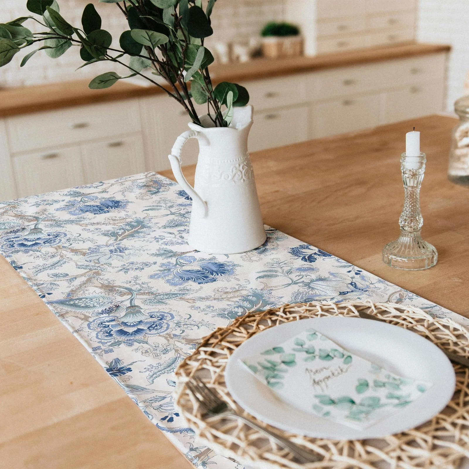 Ранер Chinoiserie Blue & White Bird Floral 33 x 120 см Білий/Синій, фото №4