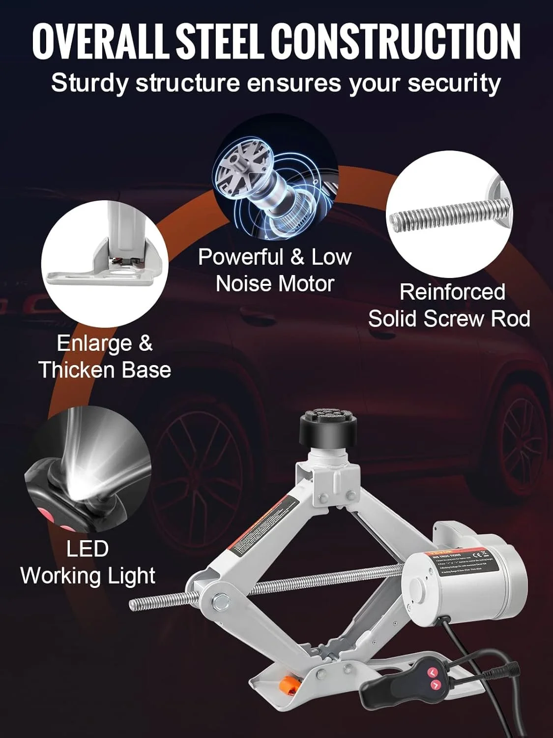 Електричний автомобільний домкрат VEVOR 120-370/170-420MM Lift Jack2 Сірий, фото №6