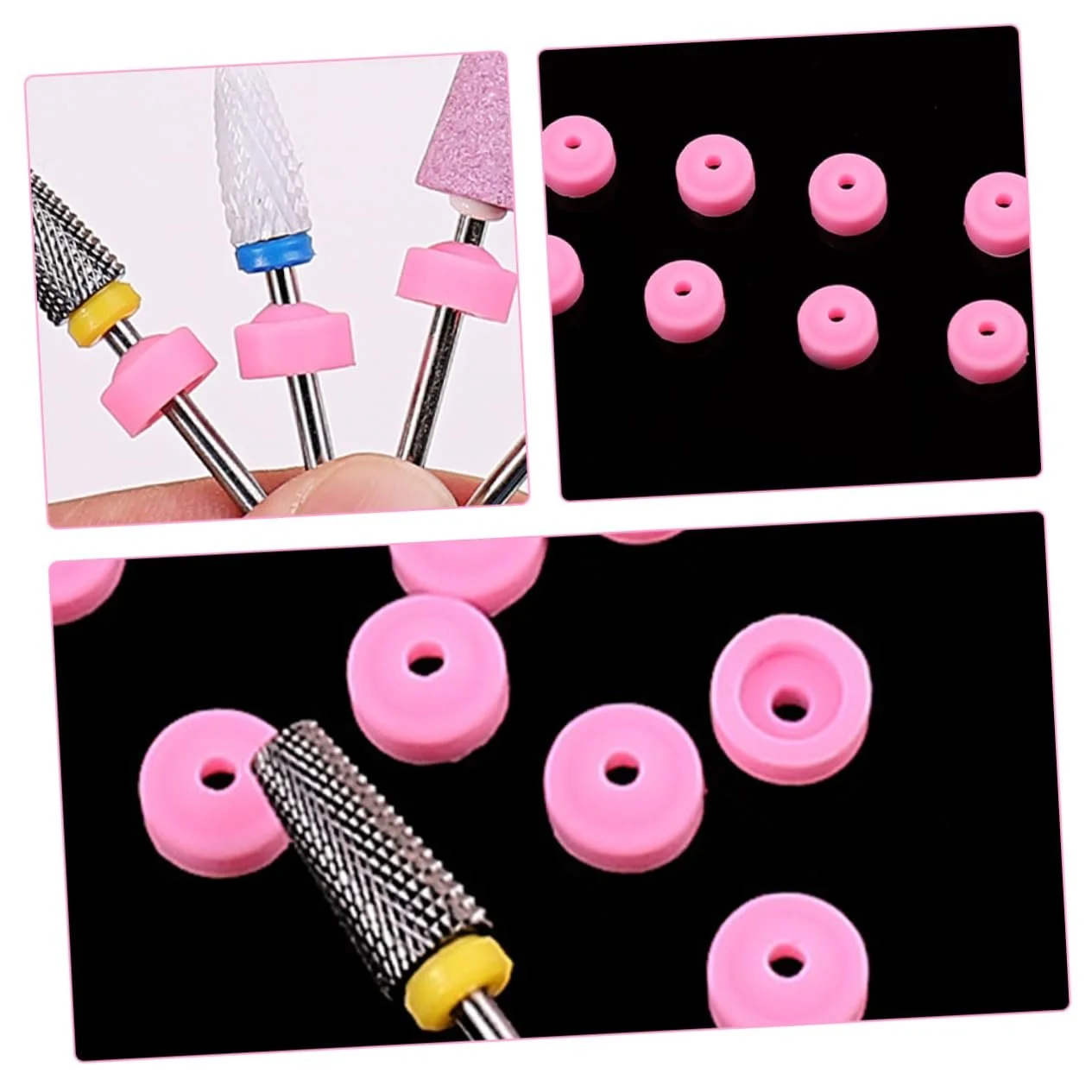 Держатель для насадок на дрель OATIPHO 15 шт., резиновый пылезащитный, розовый силикагель, фото №3