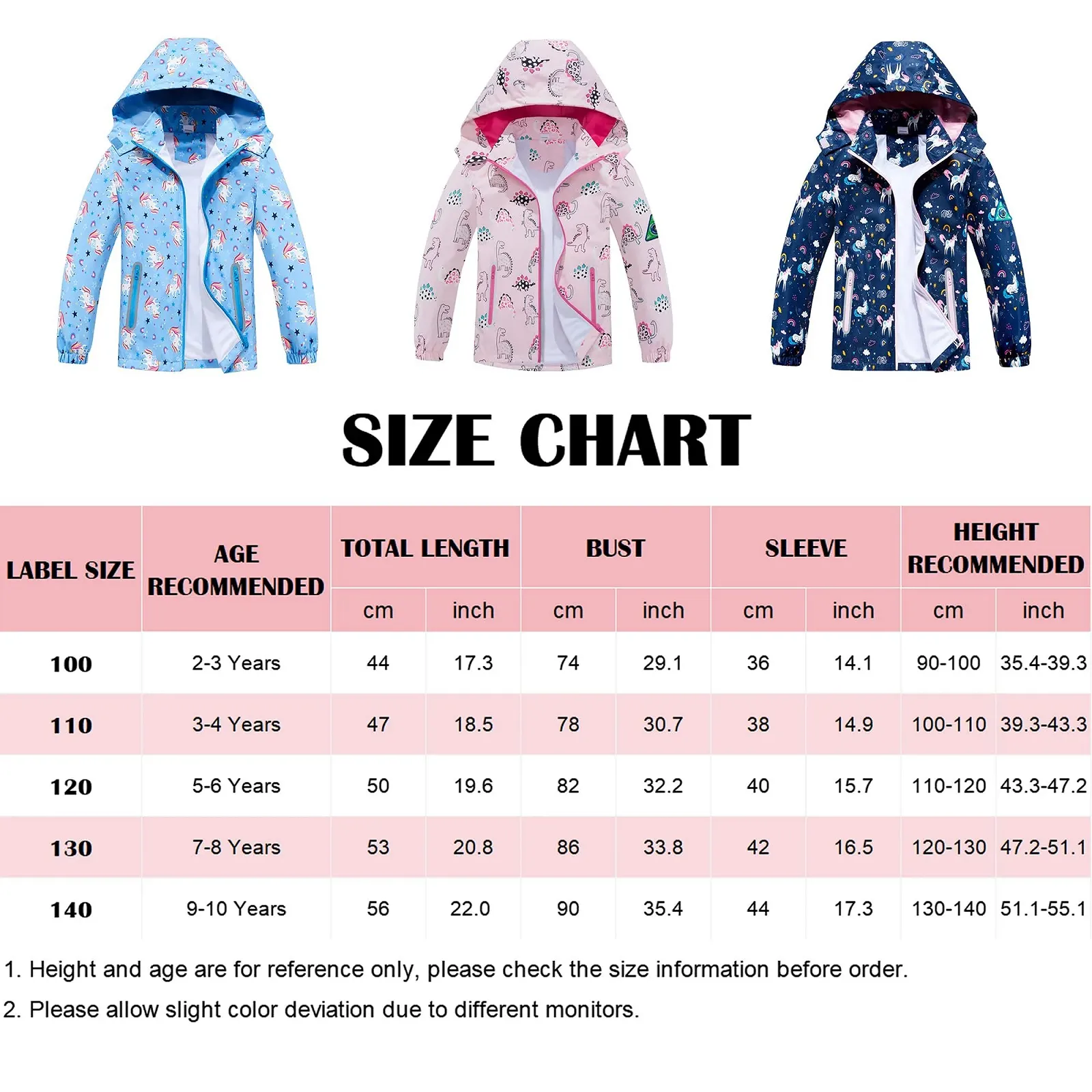 Дитяча дощова куртка з капюшоном для дівчат, водонепроникна, фото №7