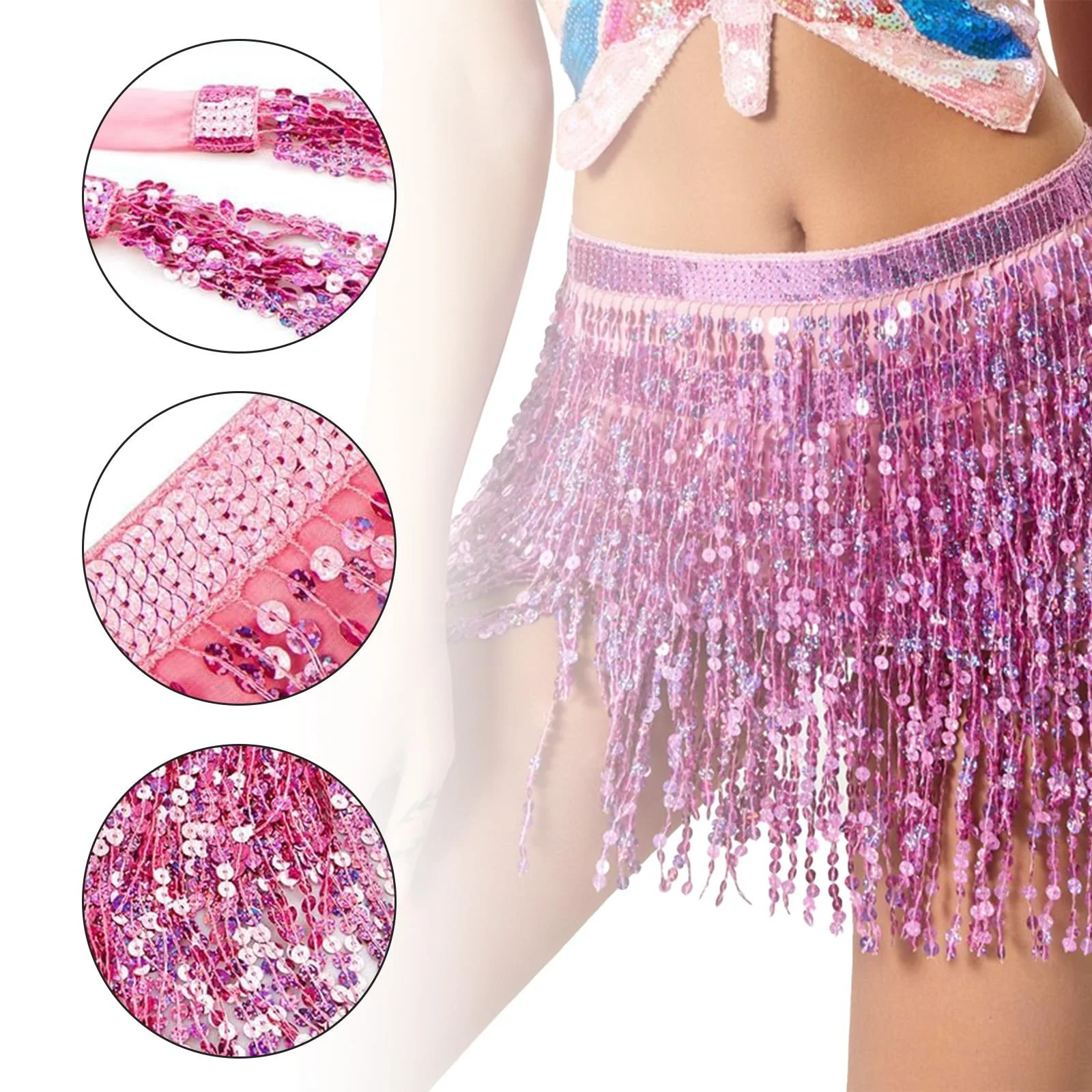 Женская Юбка с Блестками, Бахромой и Кисточками для Танцев, Клубов и Хэллоуина, фото №5